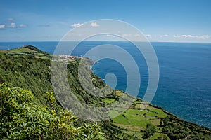 The western coast of the island of Flores in the Azores, Portugal