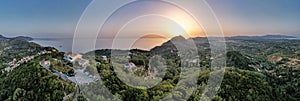 Western coast panorama from Kaisers Throne Hill. Corfu, Greece