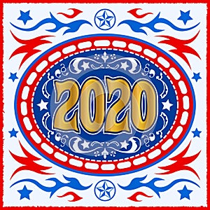 2020 Western Cowboy Belt Buckle vector illustration photo