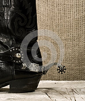 Western cowboy boot with spur