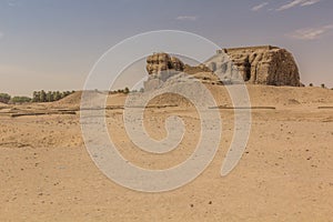 Western Deffufa, adobe temple ruins in the center of the ancient city Kerma, Sud photo