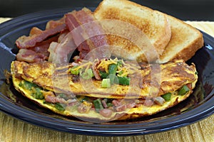 Western or Denver Omelet with toast and bacon