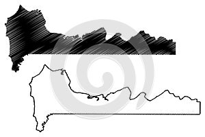 Western Division Subdivisions of the Gambia, Republic of The Gambia map vector illustration, scribble sketch West Coast Region