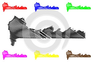 Western Division Subdivisions of the Gambia, Republic of The Gambia map vector illustration, scribble sketch West Coast Region