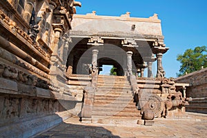 Western entrance to the agra-mandapa, Airavatesvara Temple, Darasuram, Tamil Nadu. View from West.