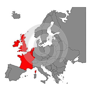 Western Europe countries map - region of the European continent