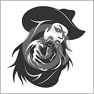 Western girl with revolver