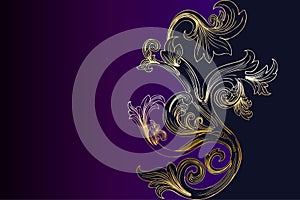 Western Golden And Purple Floral Background Template