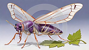 Western Grapeleaf Skeletonizer Moth purple isolated background