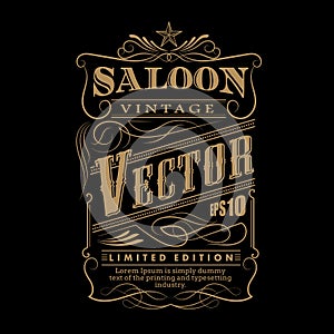 Western hand drawn frame label border vintage vector