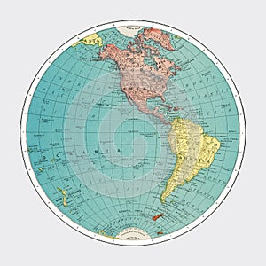 Western Hemisphere, World Atlas by Rand, McNally and Co. 1908 Digitally enhanced by rawpixel.