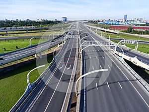 The Western High Speed Diameter WHSD is a tollway through city. St. Petersburg, Russia photo