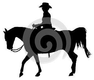 Western Horse And Rider Silhouette Isolated