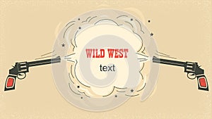 Western illustration with cowboy guns and burst space for text