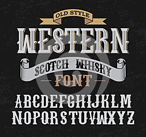 Western label font with decoration design.