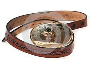 Western leather belt buckle