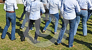 Western line dancers outdoor