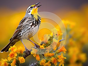 Ai Generated illustration Wildlife Concept of Western Meadowlark (sturnella neglecta) photo