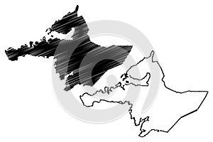 Western Region Iceland island, Regions of Iceland map vector illustration, scribble sketch Vesturland map photo