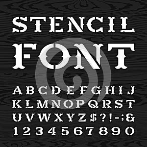 Western retro alphabet vector stencil font.