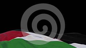 Western Sahara fabric flag waving on the wind loop. Western Sahara embroidery stiched cloth banner swaying on the breeze. Half-