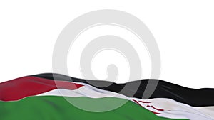 Western Sahara fabric flag waving on the wind loop. Western Sahara embroidery stiched cloth banner swaying on the breeze. Half-