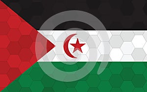 Western Sahara flag illustration. Futuristic Saharan flag graphic with abstract hexagon background vector. Western Sahara national