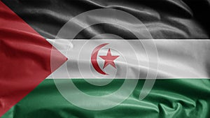 Western Sahara flag waving in the wind. Sahrawi Arab Democratic Republic banner