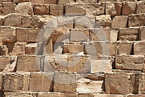 Western side of Pyramid of Khufu or the Pyramid of Cheop, the oldest and largest one  in the Giza pyramid complex