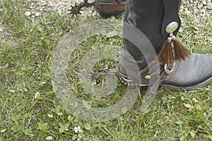 Black cowboy boots with spurs photo