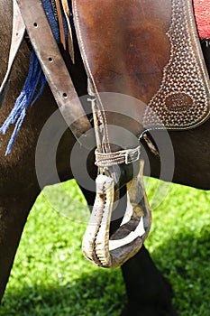 Western stirrup close-up