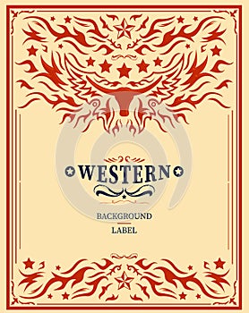Western Style Label design, Rodeo post elements.