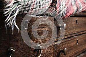 Western Old Furniture Wooden Drawers, Locks, Antiquity Countryside, Rural, Still life. Vintage and Ancient Desk and Home Objects