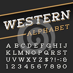 Western style retro alphabet vector font.