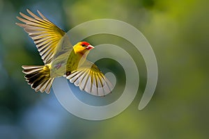 The Western Tanager in flight