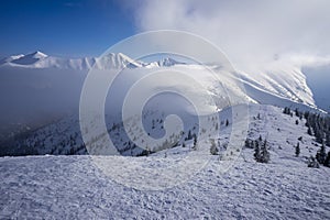 Western Tatras in winter. Grzes (Lucna) peak area