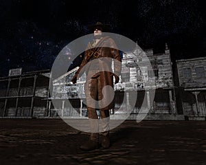 Western Town, Cowboy Outlaw Illustration photo