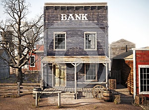 Western town rustic bank.