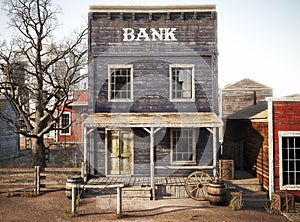 Western town rustic bank. photo