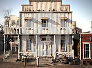 Western town rustic hotel.