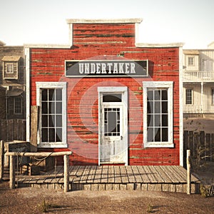 Western town rustic undertaker.