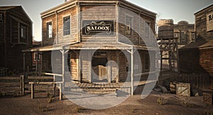 Western town saloon with various businesses . photo