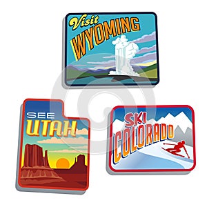 Western United States Utah Colorado Wyoming illustrations designs