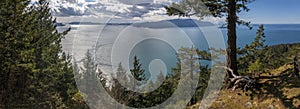 Western View of the San Juan Islands and the Salish Sea from Lummi Island, Washington.