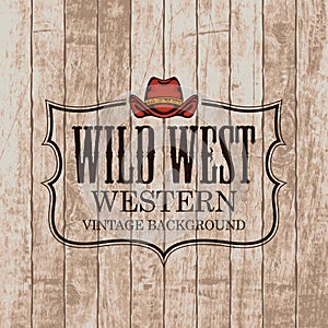 Western vintage background with a cowboy hat