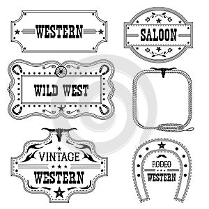 Western vintage labels isolated on white for design