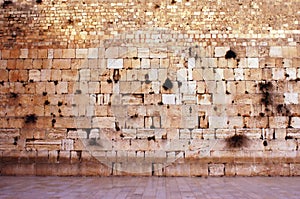 The Western Wailing Wall Kotel empty in Jerusalem old city Israel photo