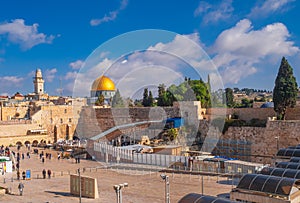 Western Wall with the Dome of the Rock above - Jerusalem, Israel