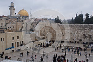 The Western Wall, with the Dome of the Rock in the background, Jerusalem, Israel