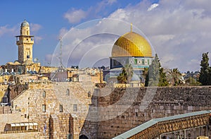 The Western Wall and the Dome of the Rock in Jerusalem, Israel